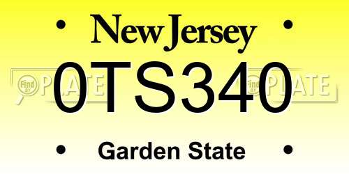0TS340 New Jersey License Plate