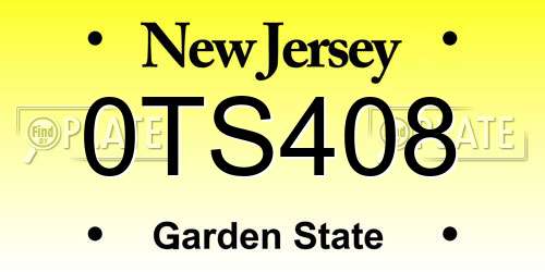 0TS408 New Jersey License Plate