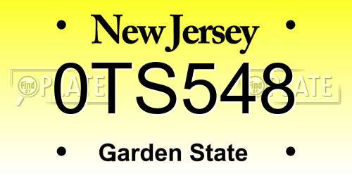 0TS548 New Jersey License Plate