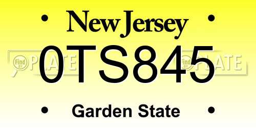 0TS845 New Jersey License Plate