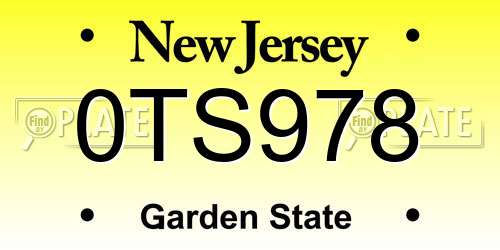 0TS978 New Jersey License Plate