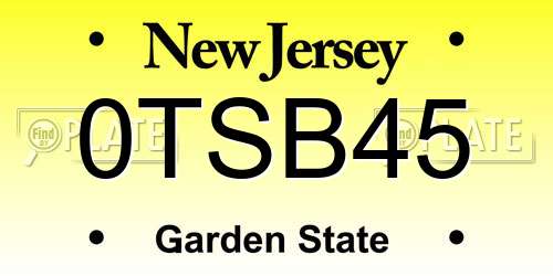 0TSB45 New Jersey License Plate