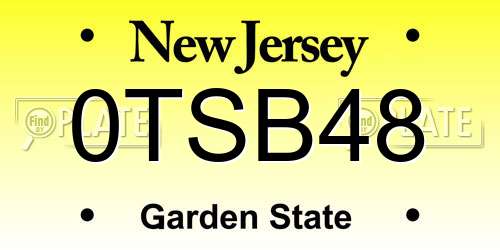 0TSB48 New Jersey License Plate