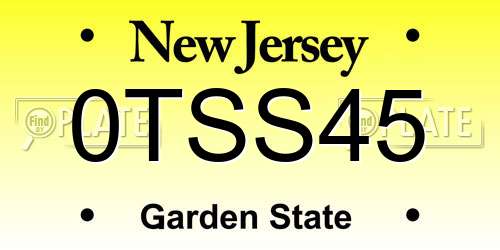 0TSS45 New Jersey License Plate