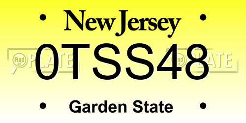 0TSS48 New Jersey License Plate