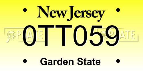 0TT059 New Jersey License Plate