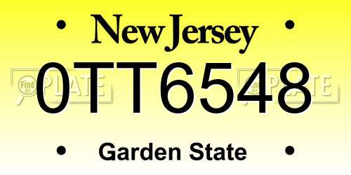 0TT6548 New Jersey License Plate