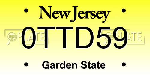 0TTD59 New Jersey License Plate