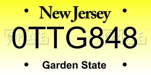 0TTG848 New Jersey License Plate