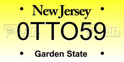 0TTO59 New Jersey License Plate