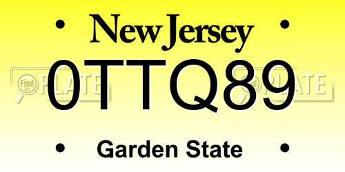 0TTQ89 New Jersey License Plate