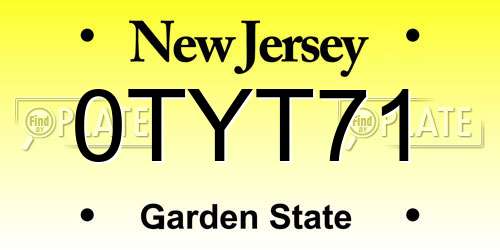0TYT71 New Jersey License Plate