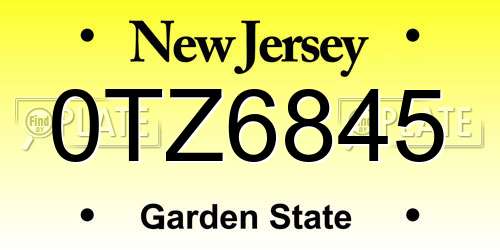 0TZ6845 New Jersey License Plate
