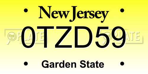 0TZD59 New Jersey License Plate