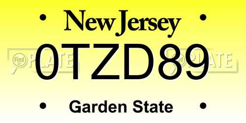 0TZD89 New Jersey License Plate