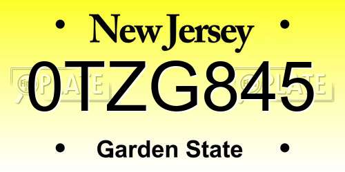 0TZG845 New Jersey License Plate