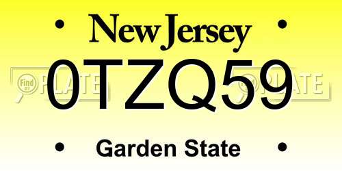 0TZQ59 New Jersey License Plate