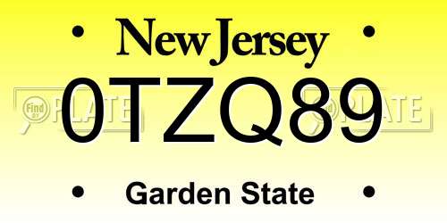 0TZQ89 New Jersey License Plate