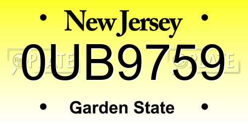 0UB9759 New Jersey License Plate