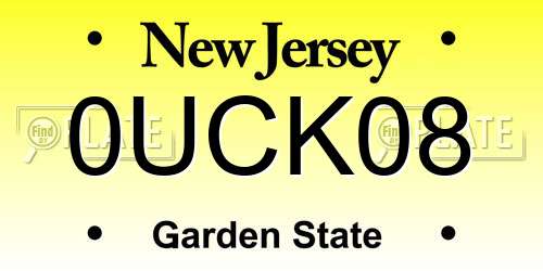 0UCK08 New Jersey License Plate