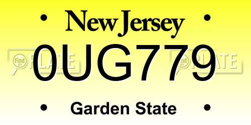 0UG779 New Jersey License Plate