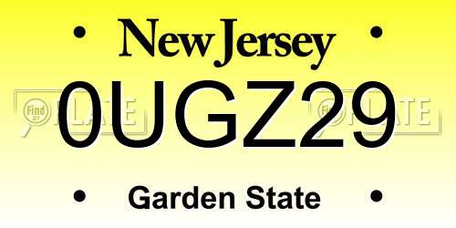 0UGZ29 New Jersey License Plate