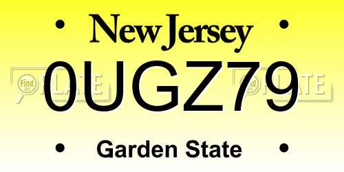 0UGZ79 New Jersey License Plate