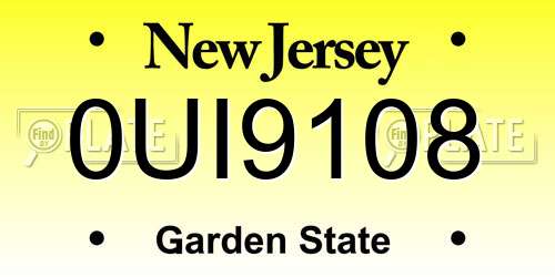 0UI9108 New Jersey License Plate
