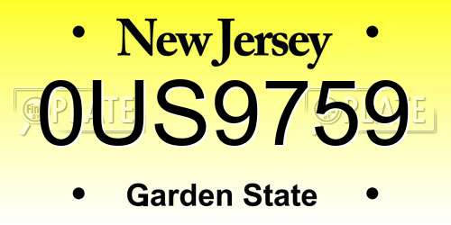 0US9759 New Jersey License Plate