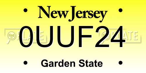 0UUF24 New Jersey License Plate