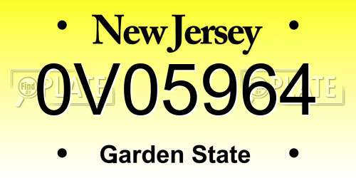 0V05964 New Jersey License Plate