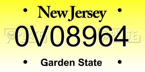 0V08964 New Jersey License Plate