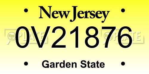 0V21876 New Jersey License Plate
