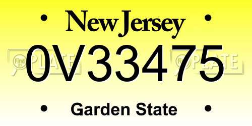 0V33475 New Jersey License Plate