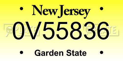 0V55836 New Jersey License Plate
