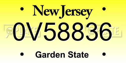 0V58836 New Jersey License Plate
