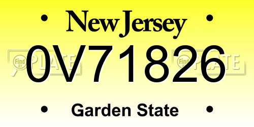 0V71826 New Jersey License Plate