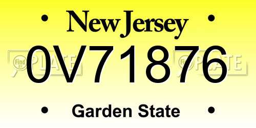 0V71876 New Jersey License Plate