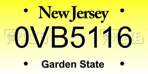 0VB5116 New Jersey License Plate