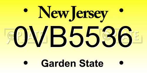 0VB5536 New Jersey License Plate