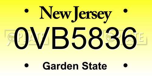 0VB5836 New Jersey License Plate