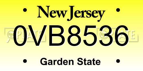 0VB8536 New Jersey License Plate