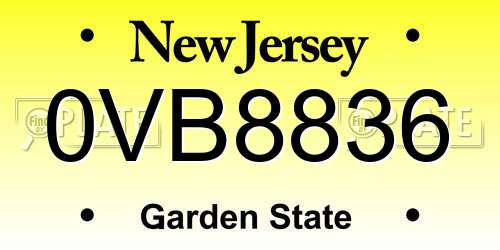 0VB8836 New Jersey License Plate