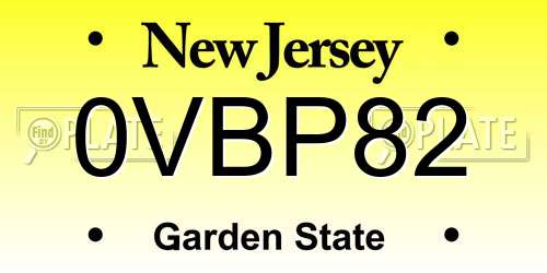0VBP82 New Jersey License Plate