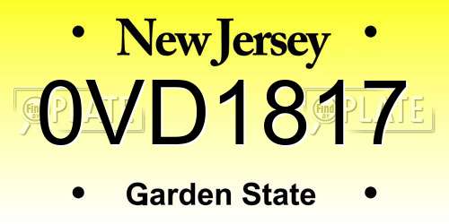 0VD1817 New Jersey License Plate