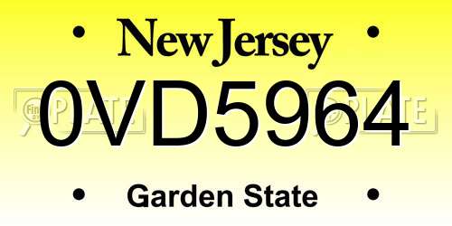 0VD5964 New Jersey License Plate