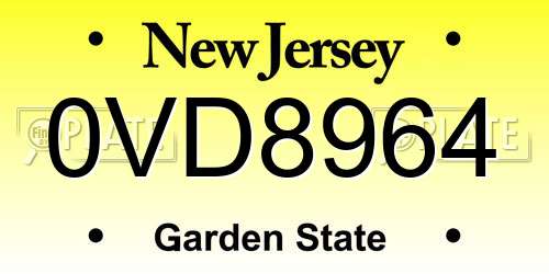 0VD8964 New Jersey License Plate