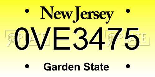 0VE3475 New Jersey License Plate