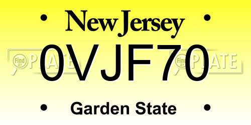 0VJF70 New Jersey License Plate