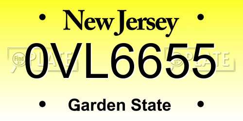 0VL6655 New Jersey License Plate